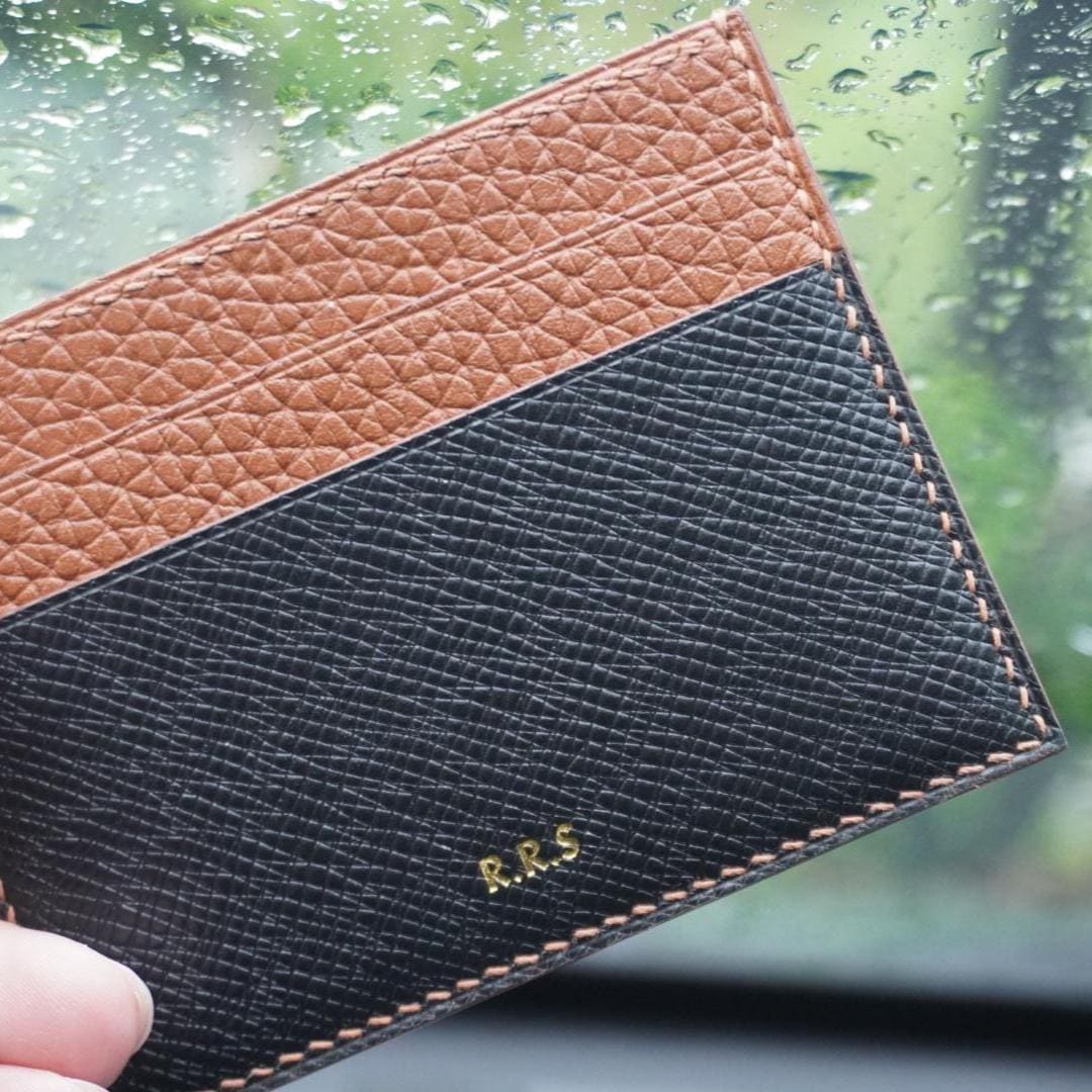 Pebbled Calfskin Leather Cardholder, Slim by Thor Leather Craft - detail view 2
