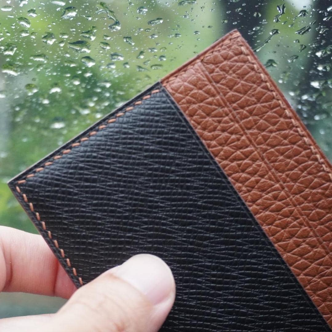 Pebbled Calfskin Leather Cardholder, Slim by Thor Leather Craft - detail view 3
