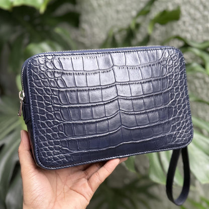 Alligator Leather Dopp Kit, Crossbody by Thor Leather Craft - detail view 3