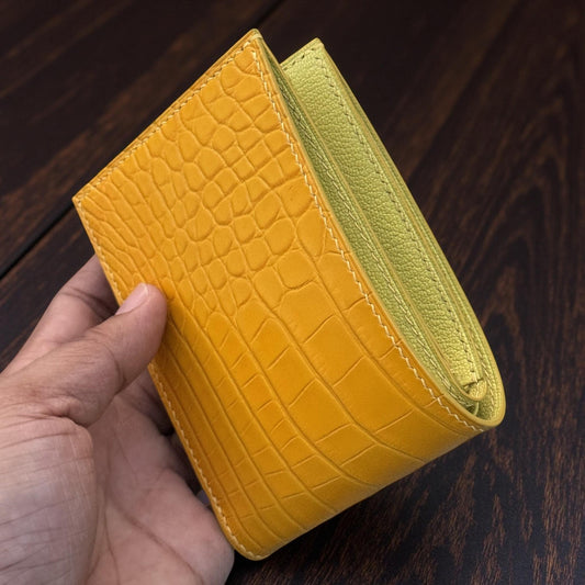 Alligator Bifold Wallet, Handmade Saddle Stitched, Personalized