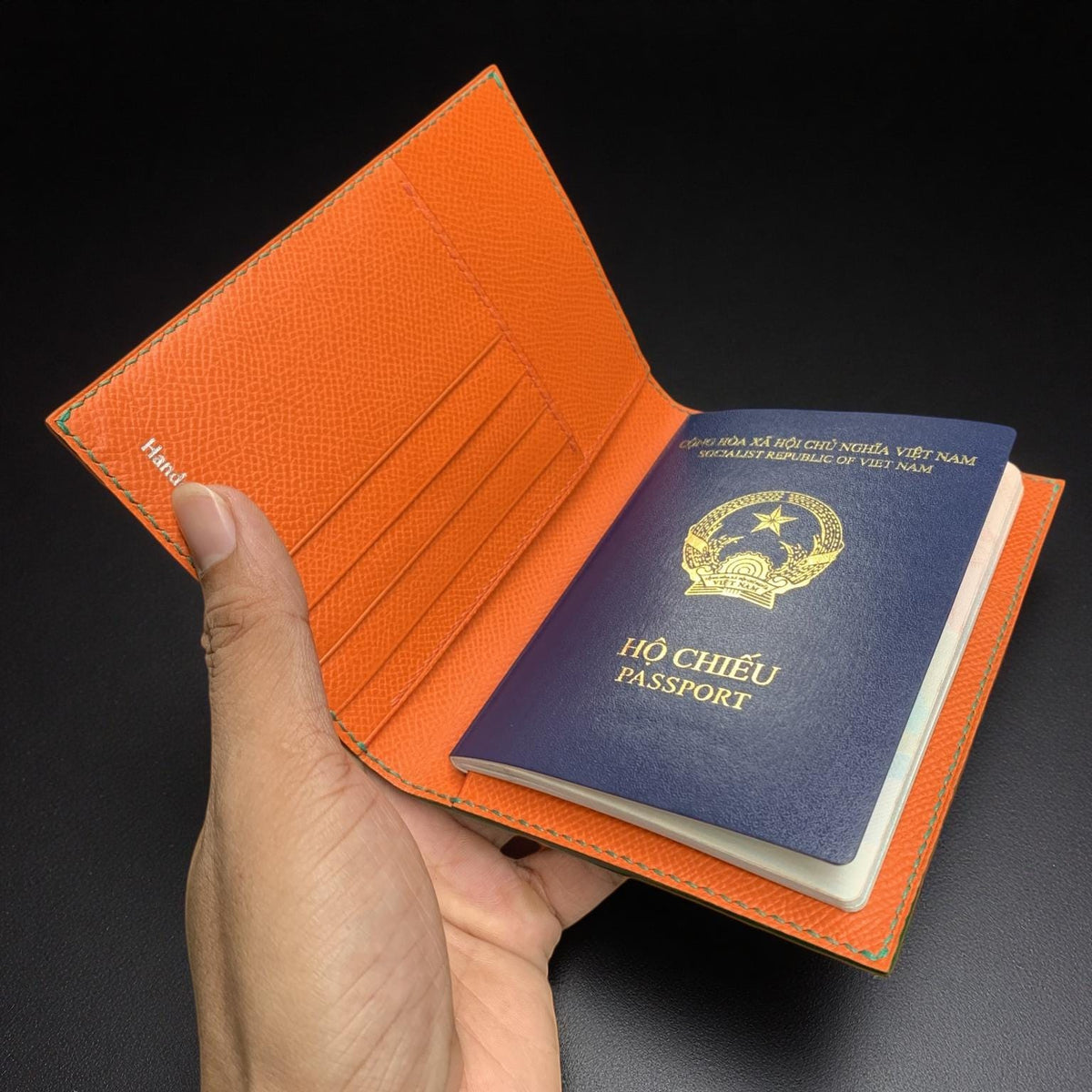 Textured Calfskin Passport Holder by Thor Leather Craft - detail view 6