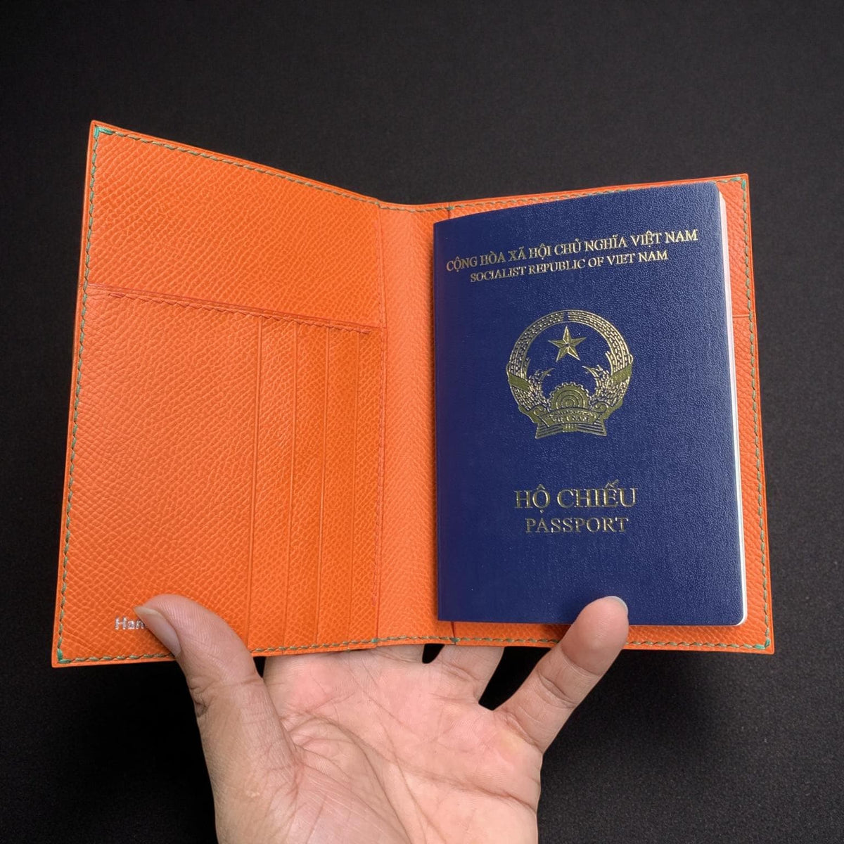 Textured Calfskin Passport Holder by Thor Leather Craft - detail view 2