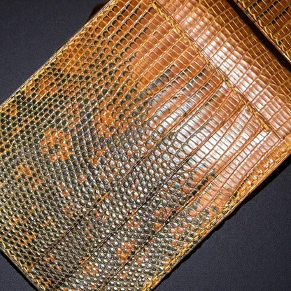 Shark Leather Bifold Wallet, Handmade Saddle Stitched, Lizard Lining