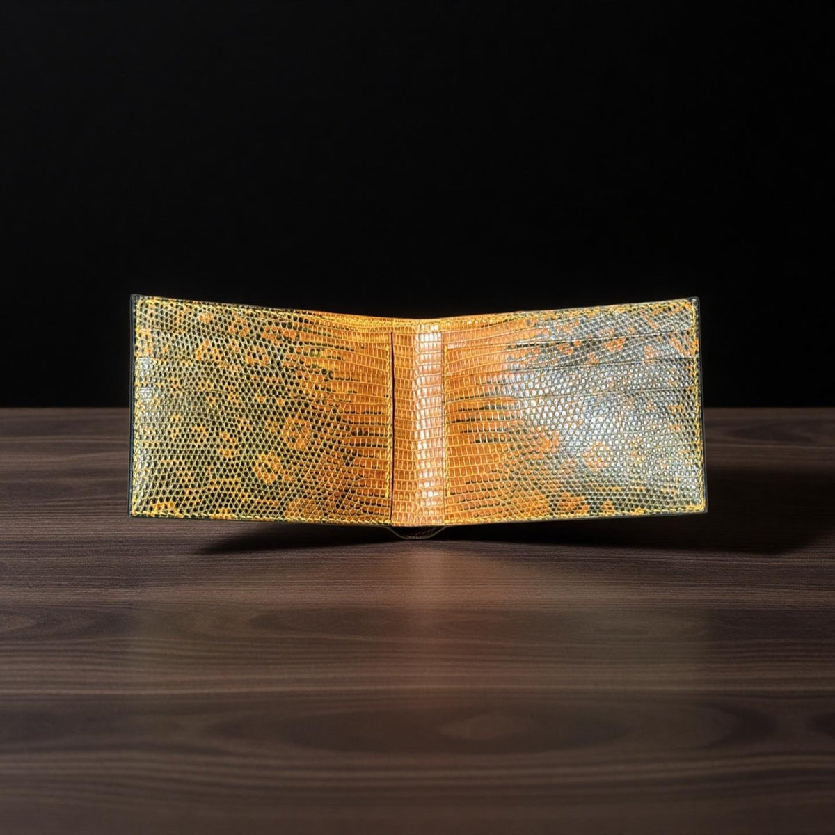 Shark Leather Bifold Wallet, Handmade Saddle Stitched, Lizard Lining