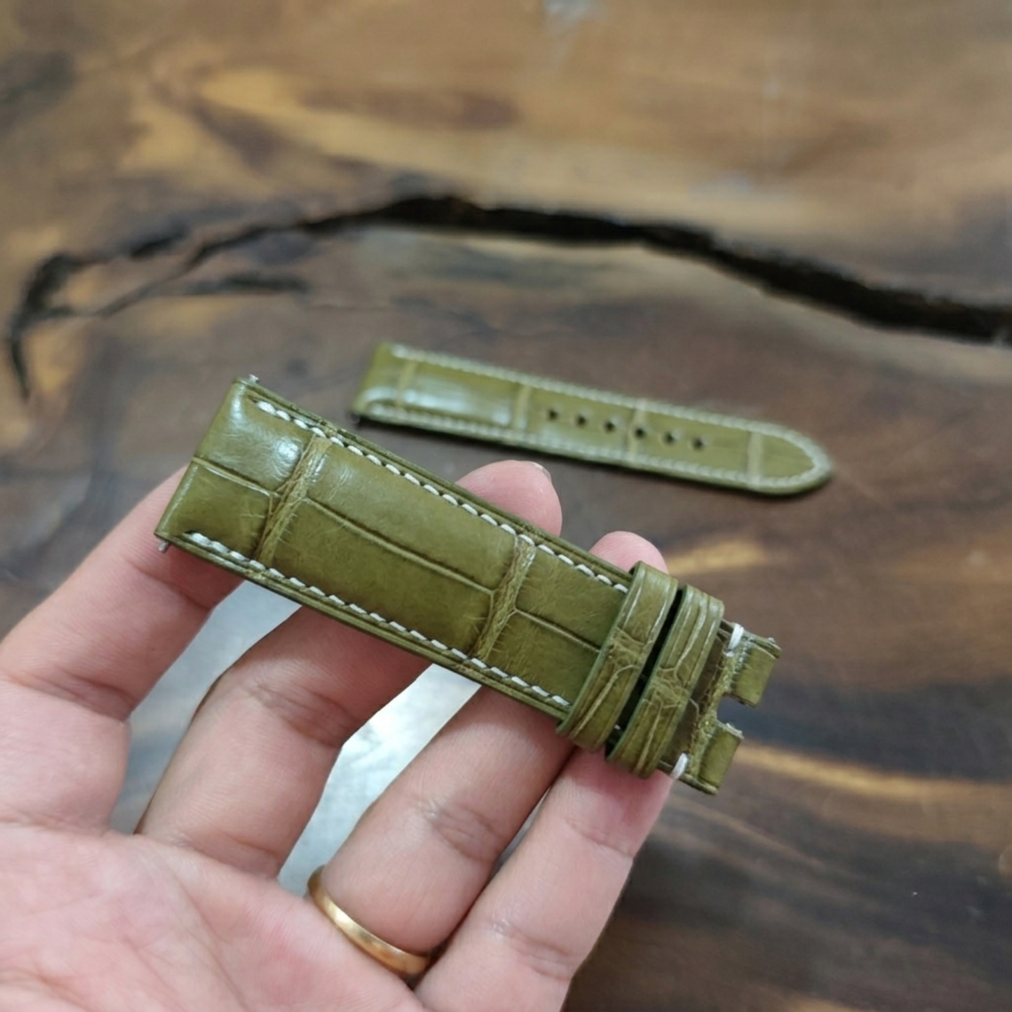 Alligator Panerai Watch Strap Handmade | Bespoke Olive Watch Band for Men | Leather Strap | Luxury Gift