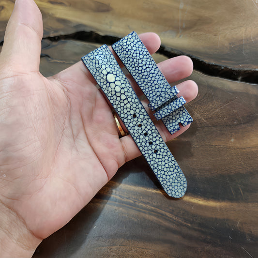 Dark navy Stingray Leather Watch Strap by Thor Leather Craft